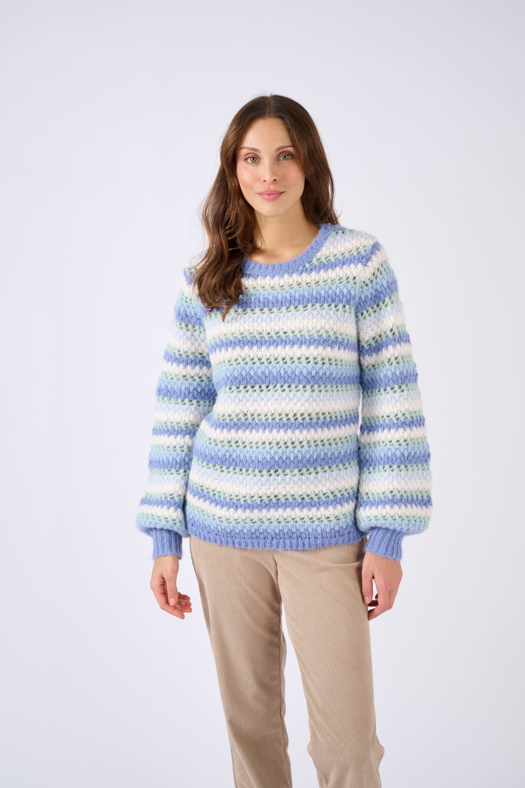 Pull manches ballon rayé