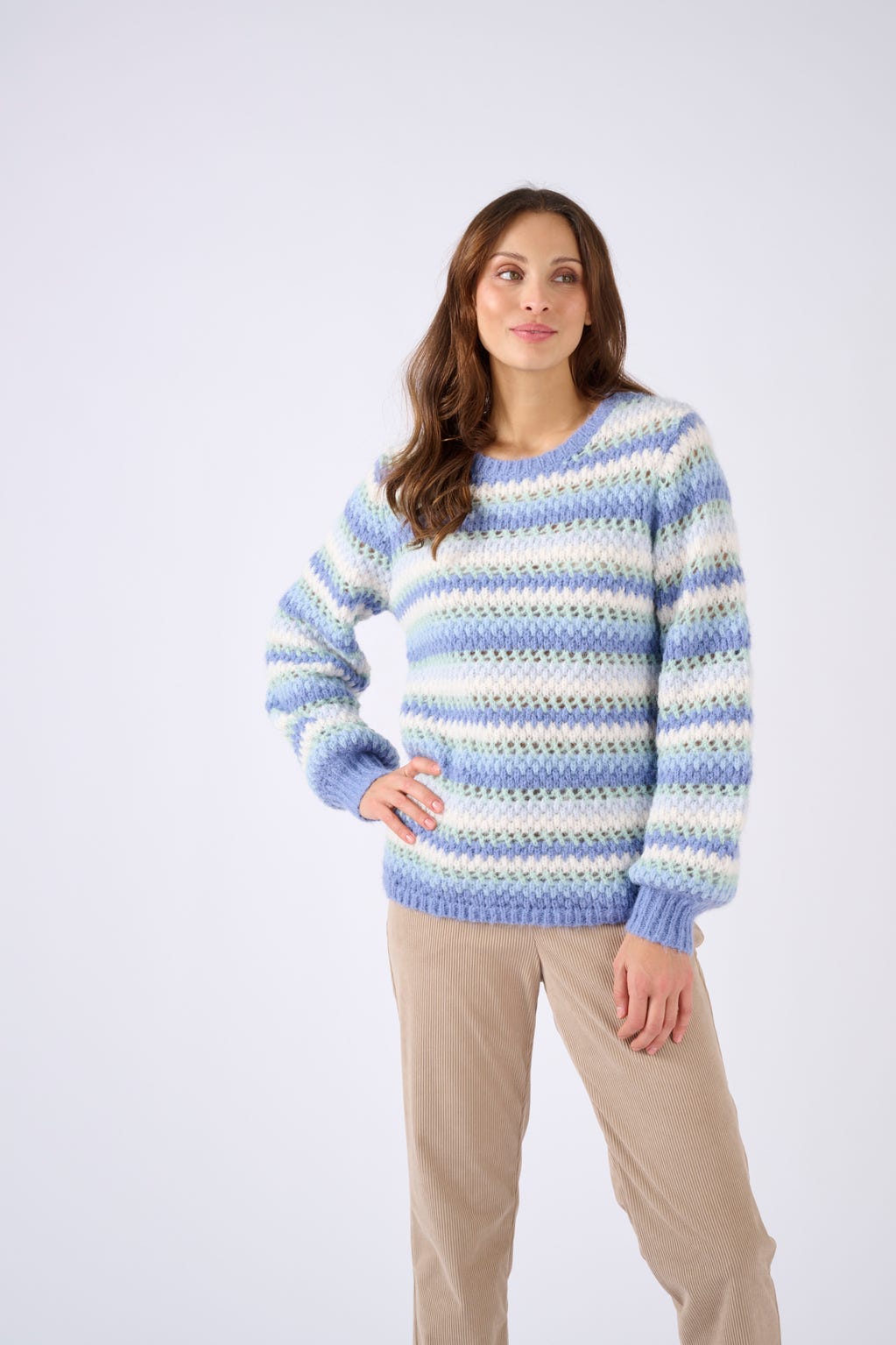 Pull manches ballon rayé