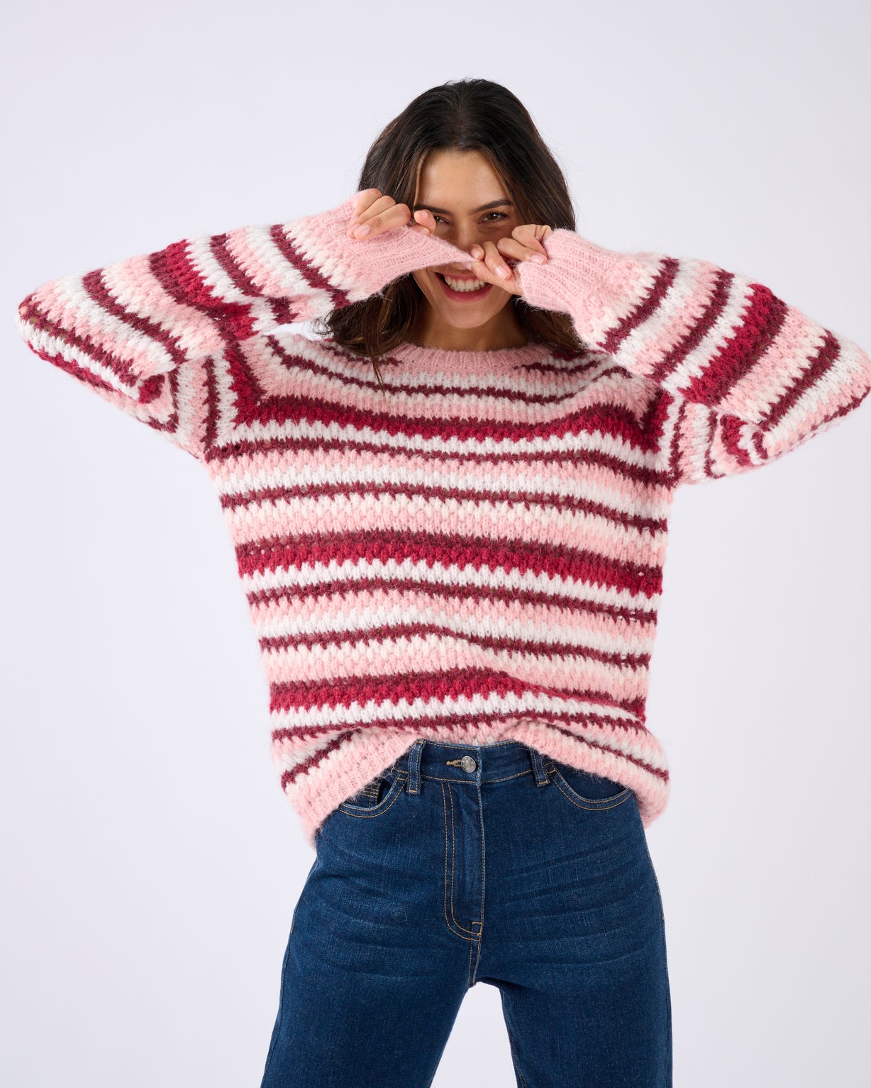 Pull manches ballon rayé