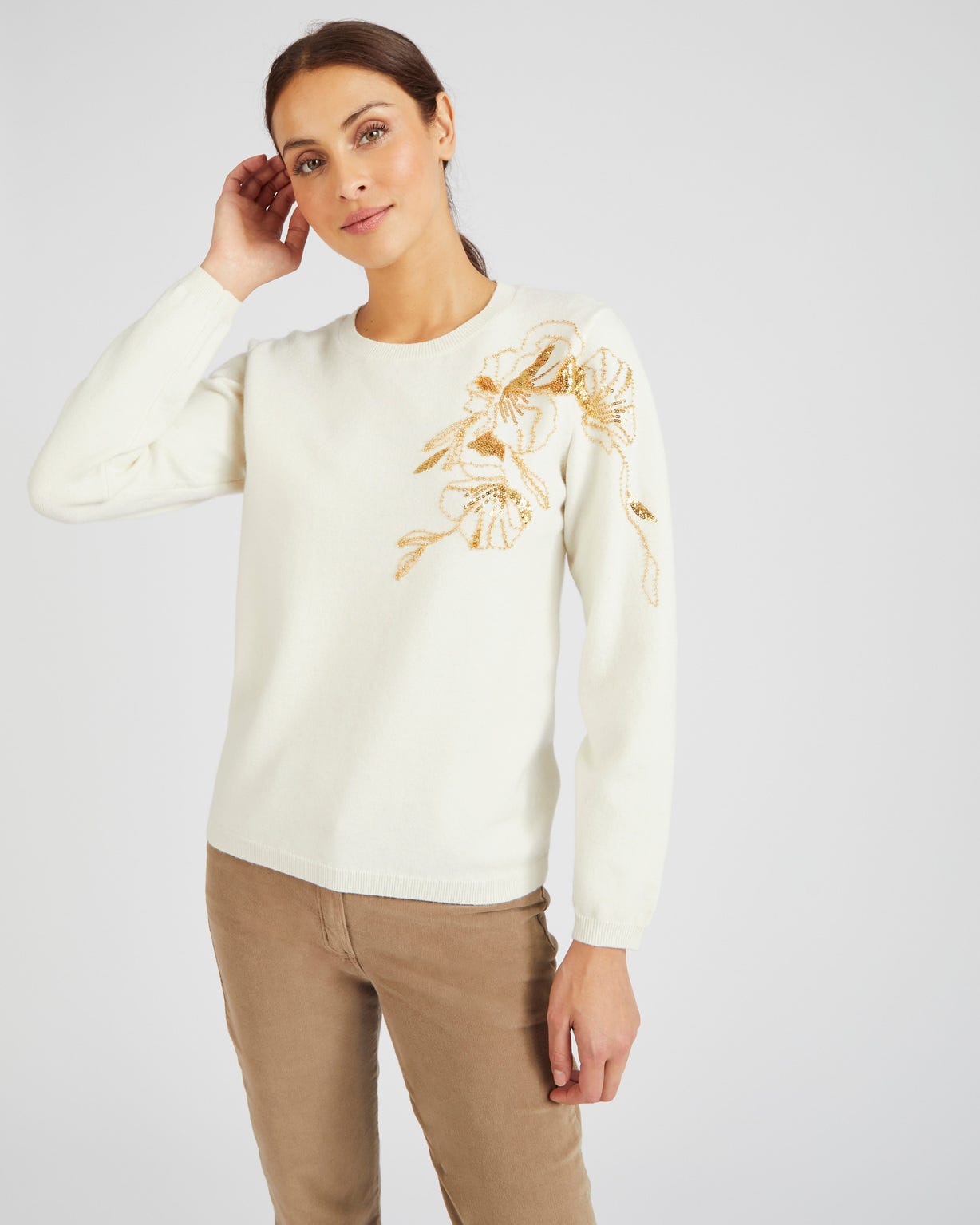 Pull Thermolactyl avec perles fantaisie et sequins