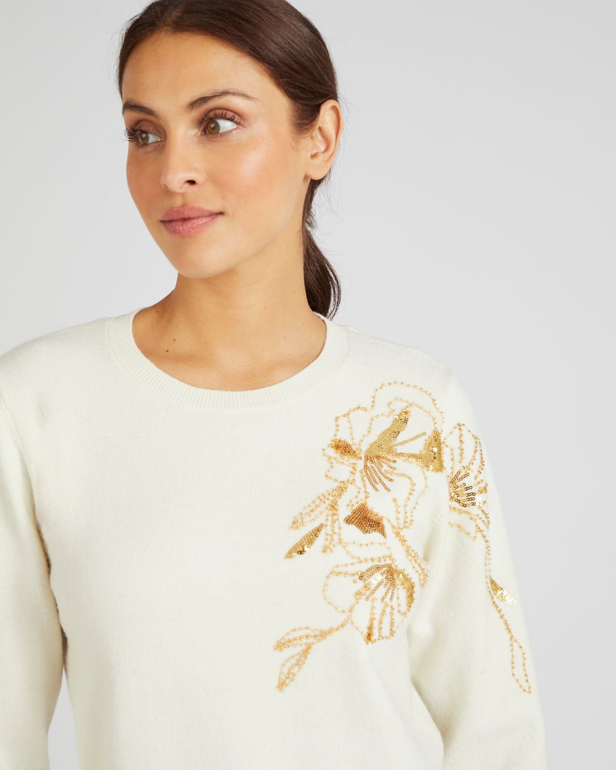 Pull Thermolactyl avec perles fantaisie et sequins