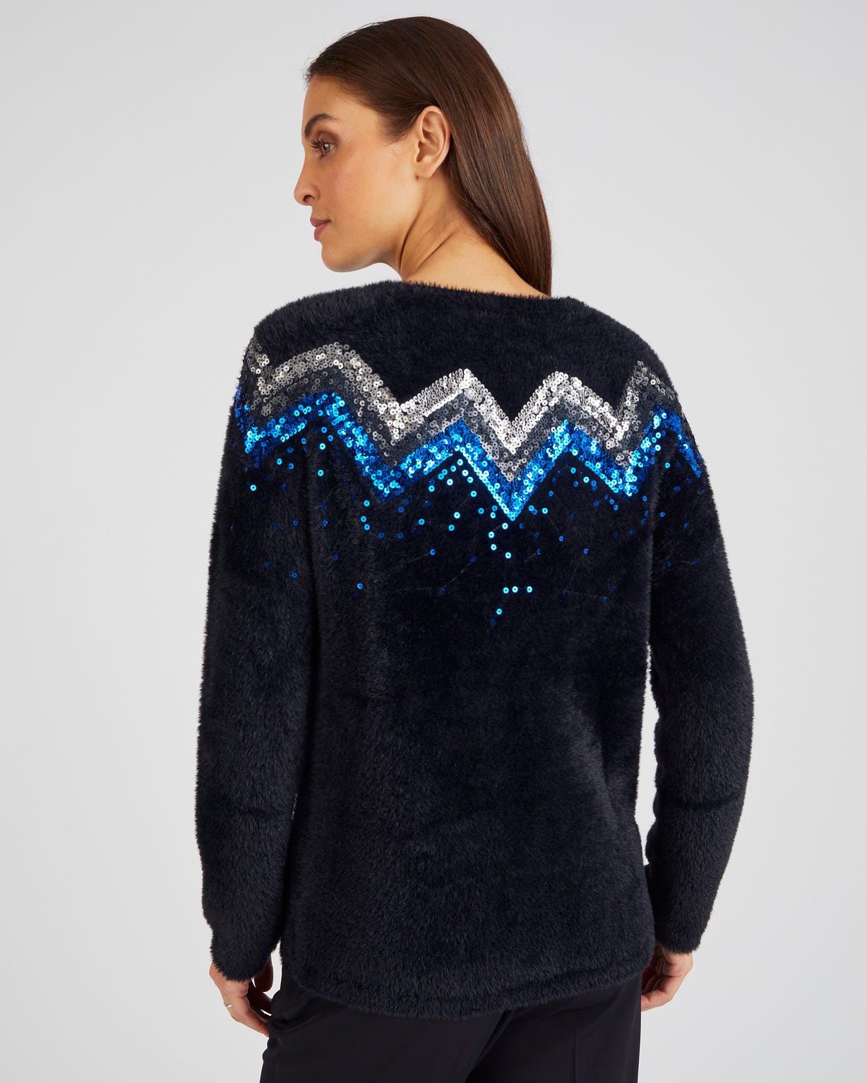 Pull à sequins en maille poilue
