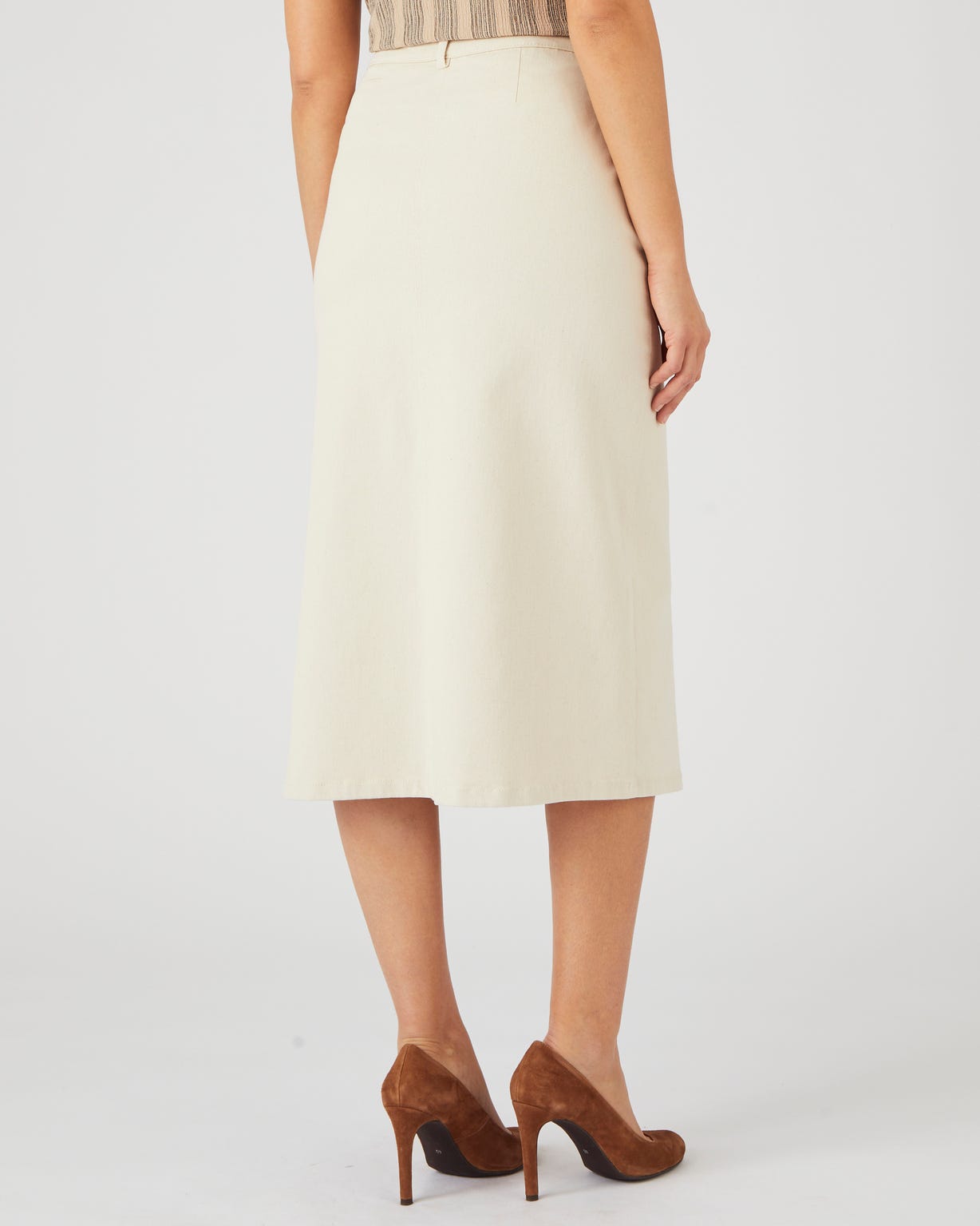Jupe midi coton stretch