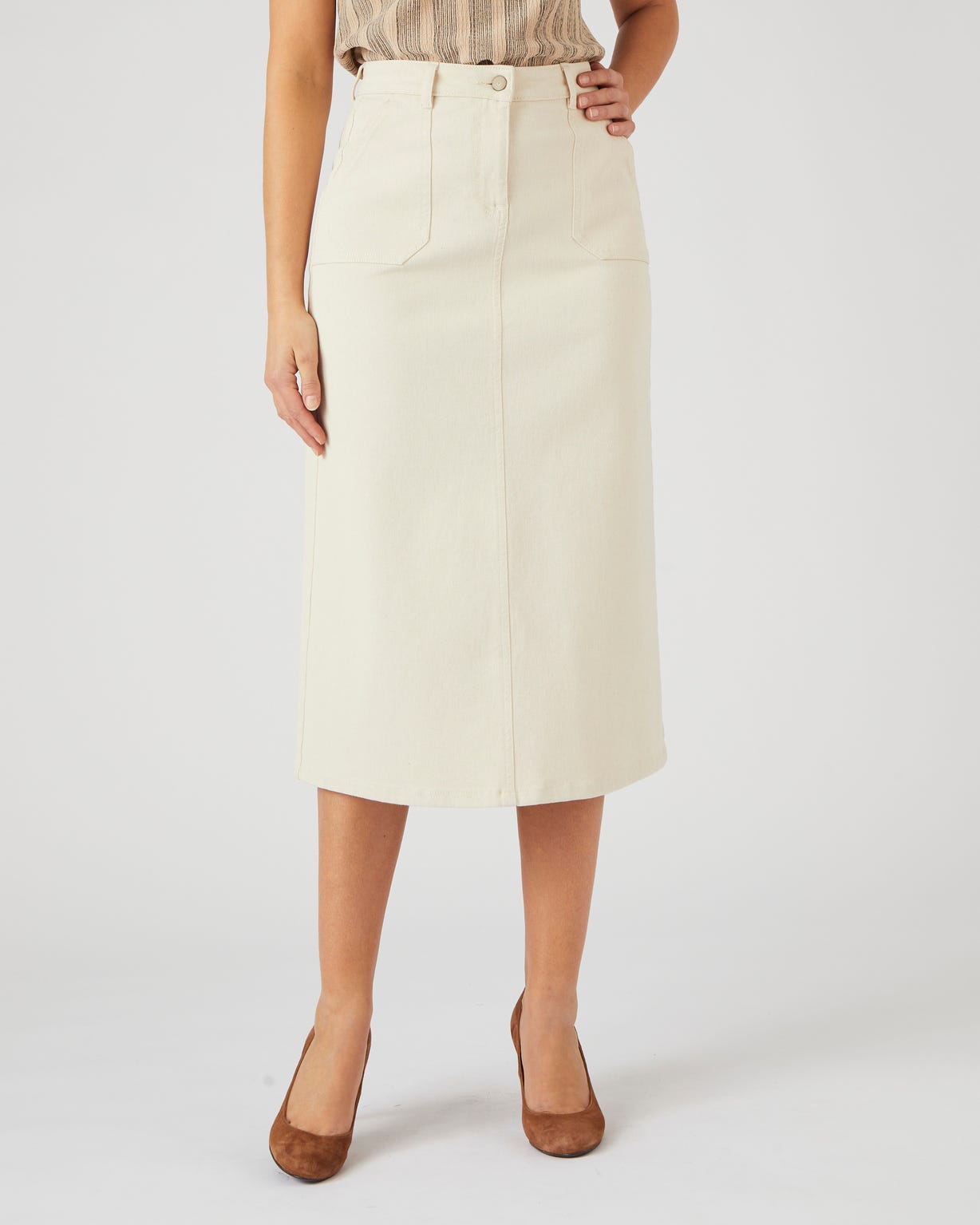 Jupe midi coton stretch