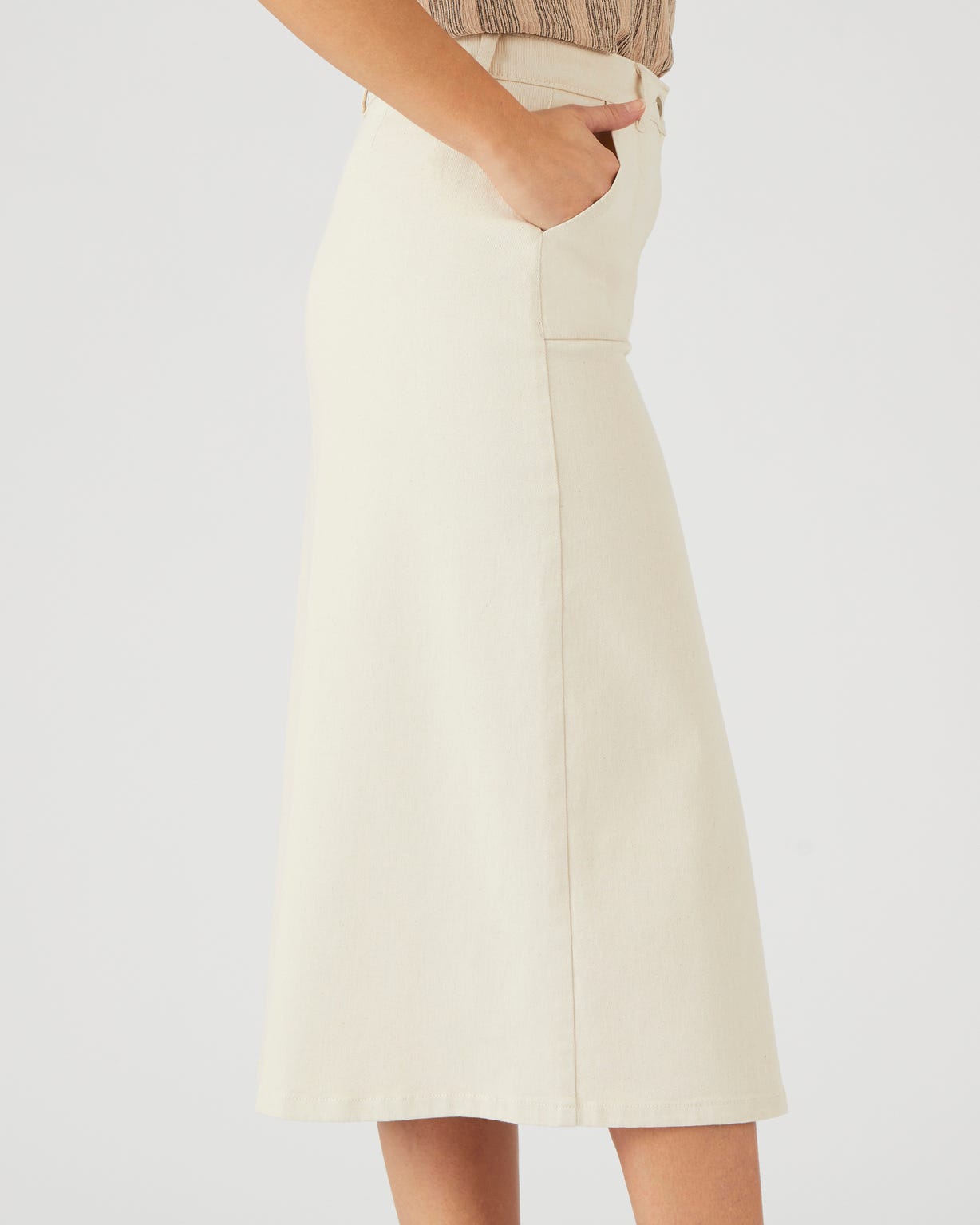 Jupe midi coton stretch