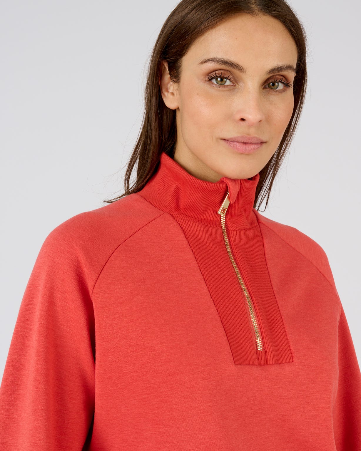Sweat-shirt en molleton col camionneur zippé