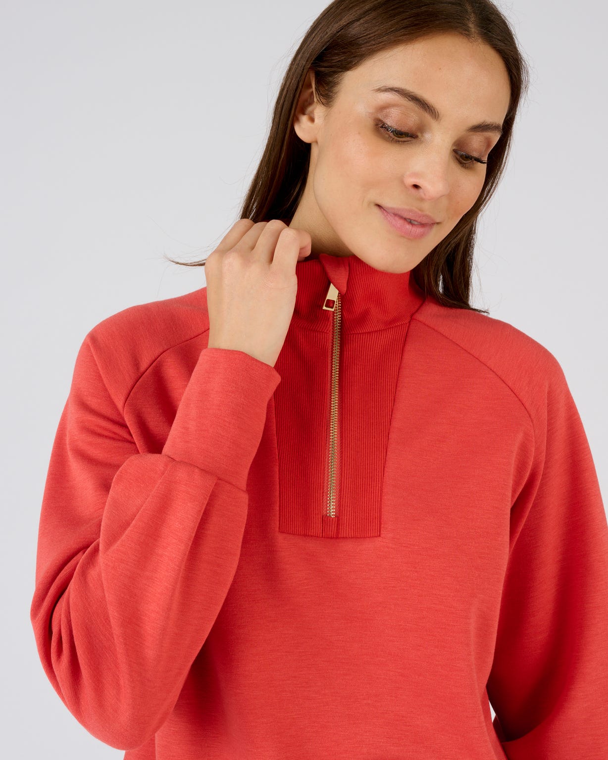 Sweat-shirt en molleton col camionneur zippé