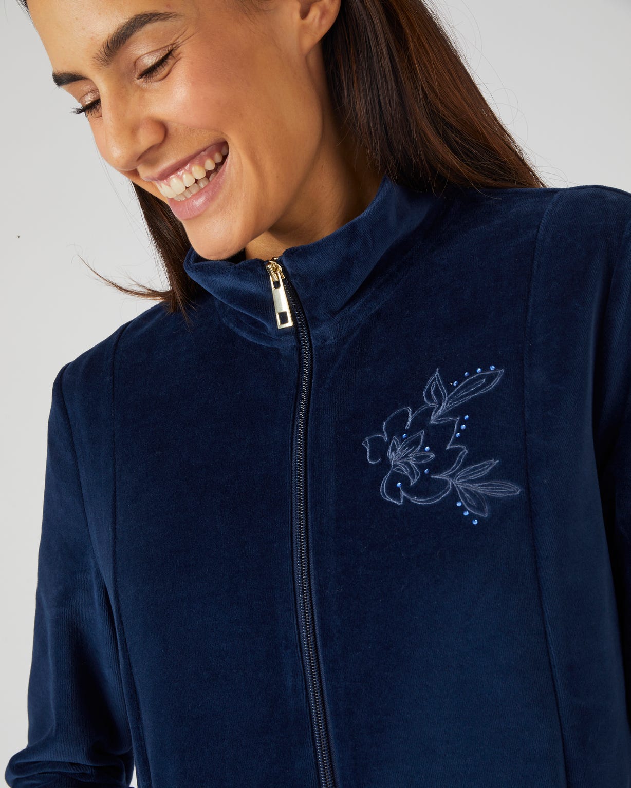 Veste Sweat Damart Femme Bleu Marine – Taille S (UK 10/12) – Zippée Intégrale, Légère Et Pratique
