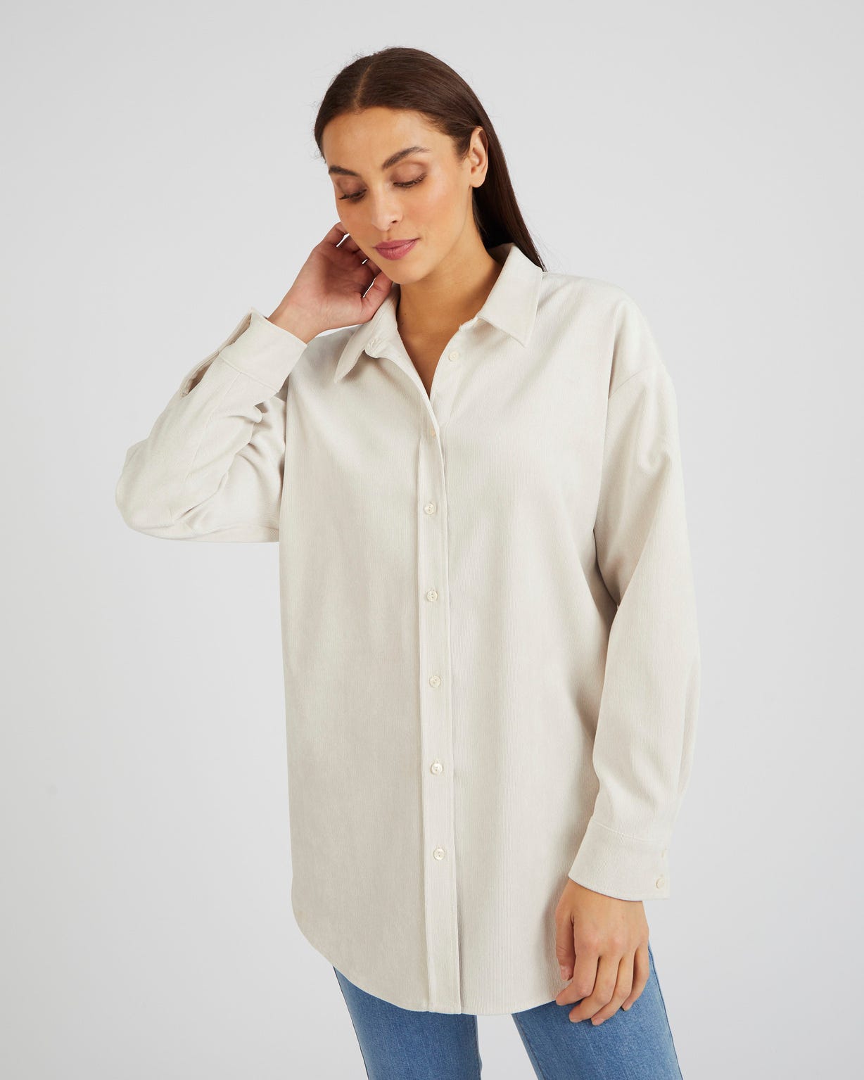 Chemisier long en velours milleraies