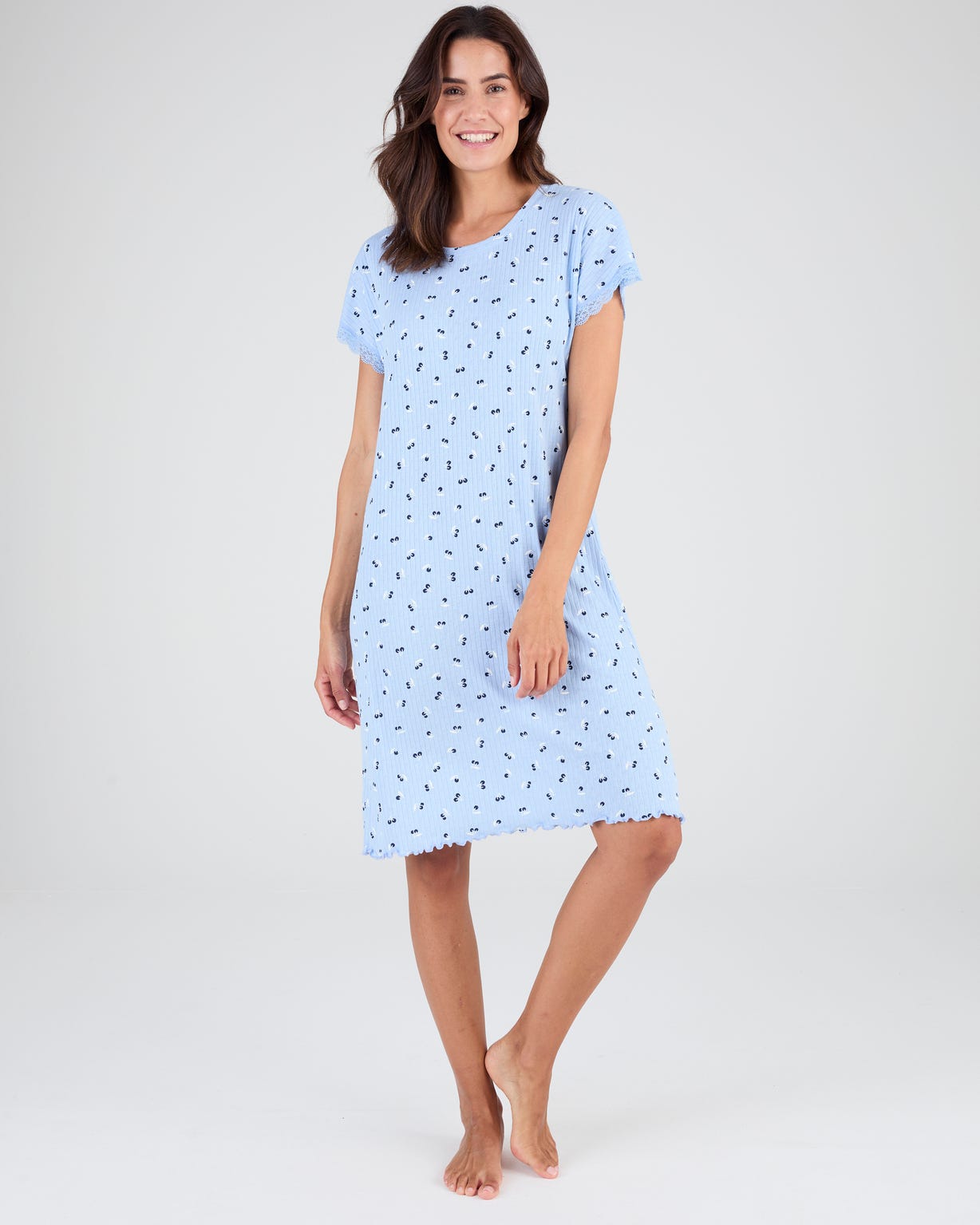 Chemise de nuit en maille pointelle