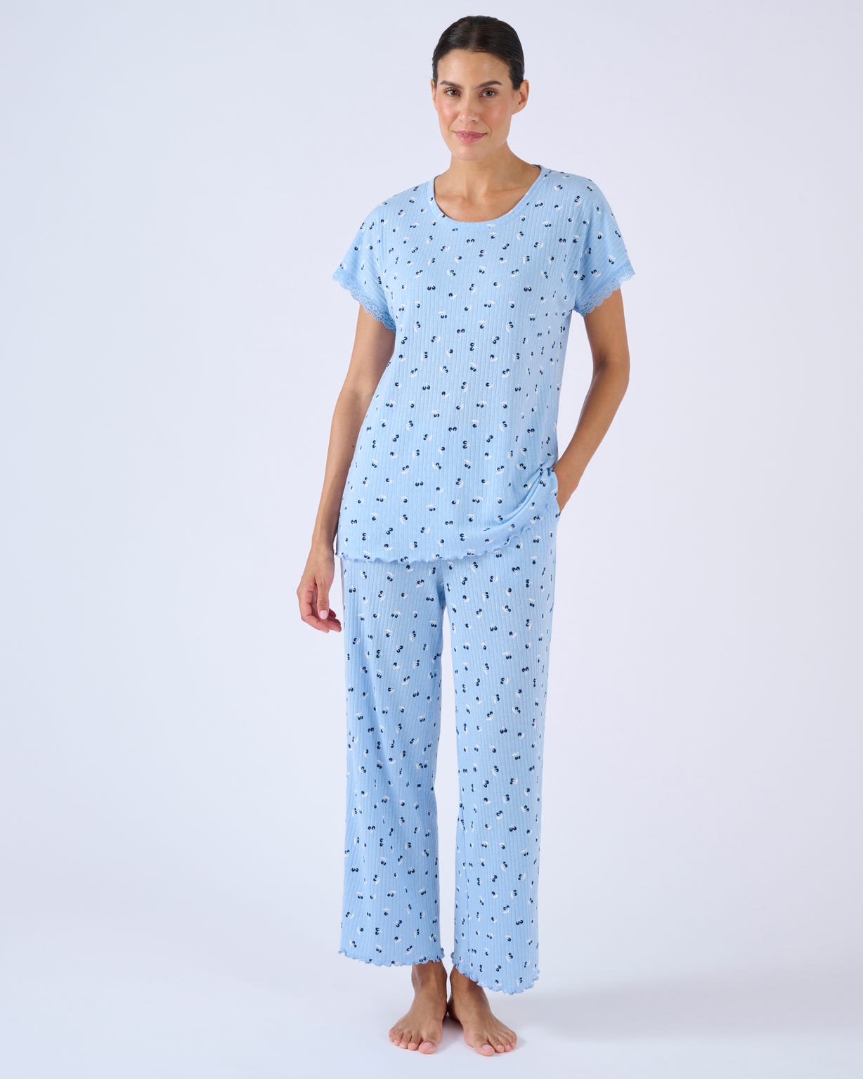 Pyjama 7/8ème en maille pointelle