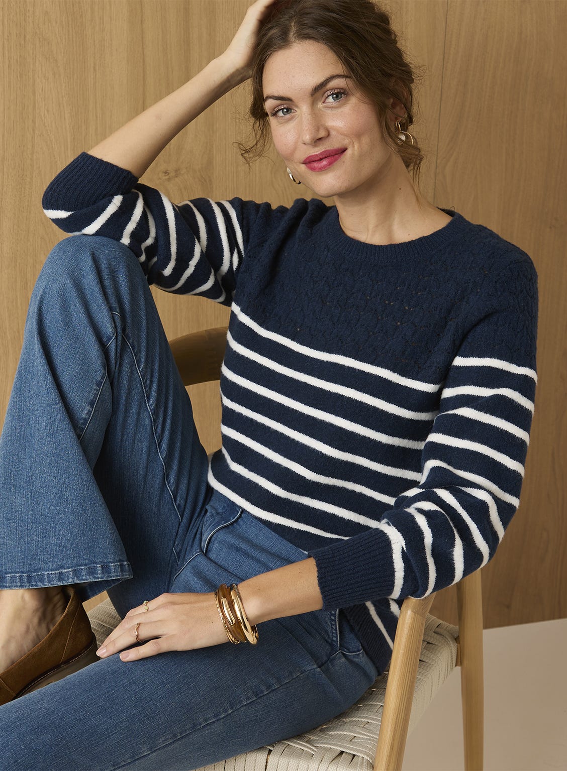 Pull rayures et maille ajourée Thermolactyl