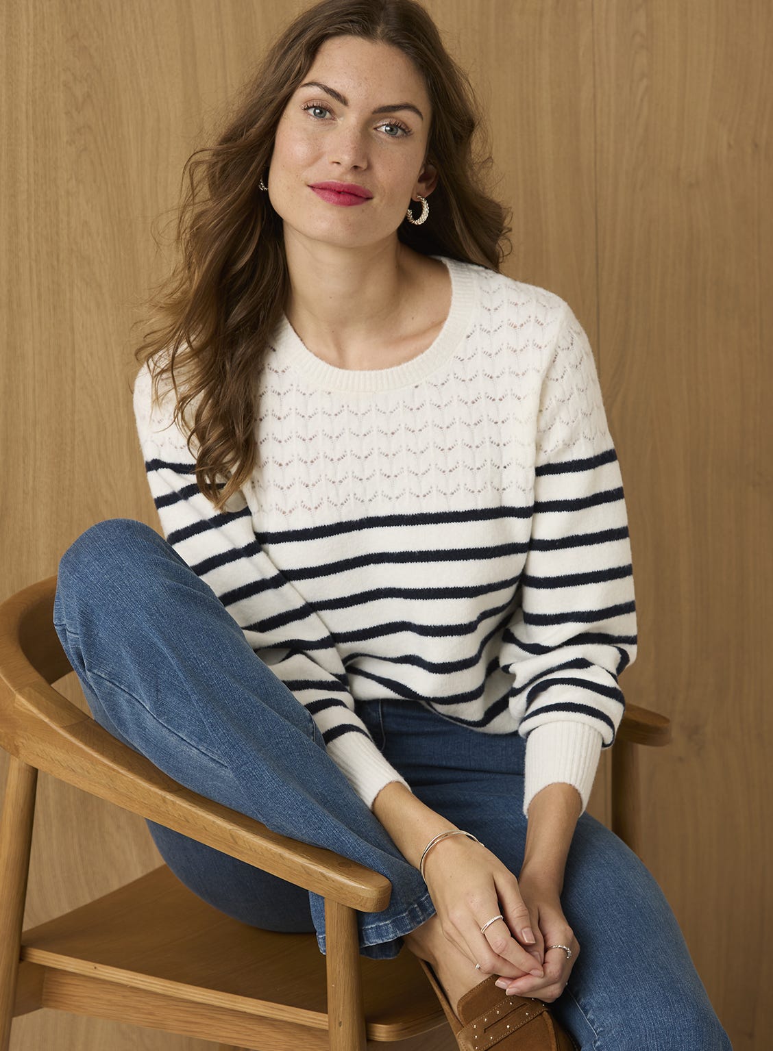 Pull rayures et maille ajourée Thermolactyl