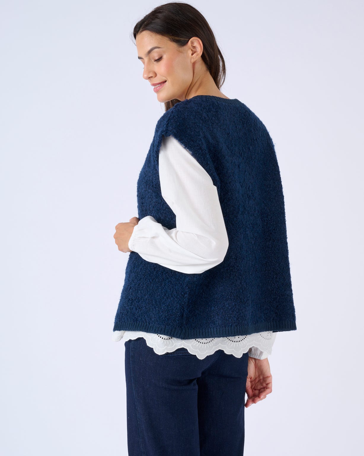Gilet sans manches maille bouclette