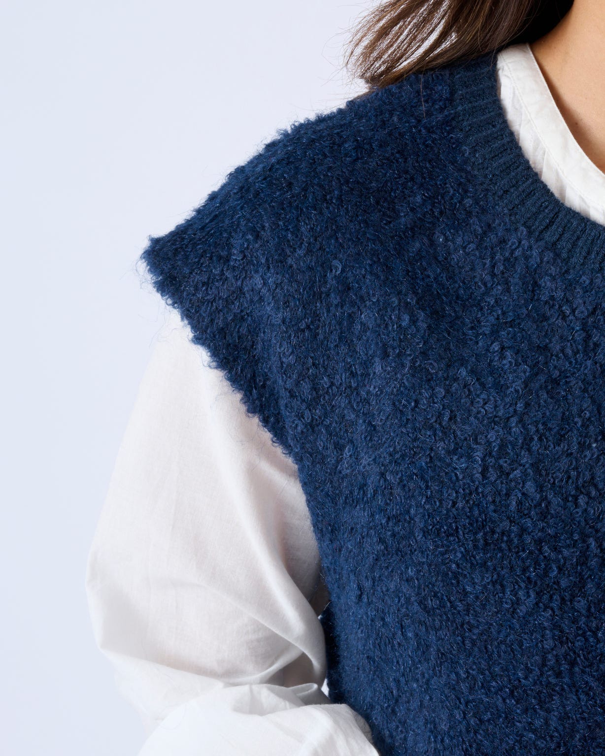 Gilet sans manches maille bouclette
