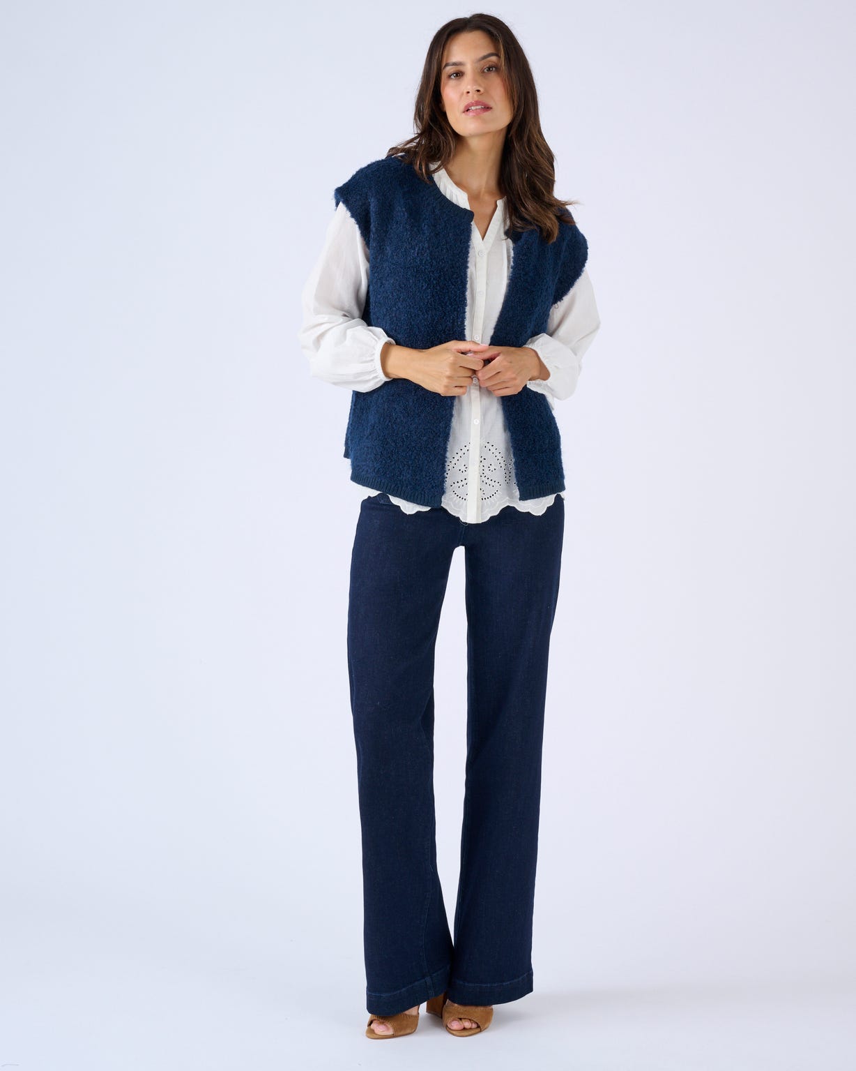 Gilet sans manches maille bouclette