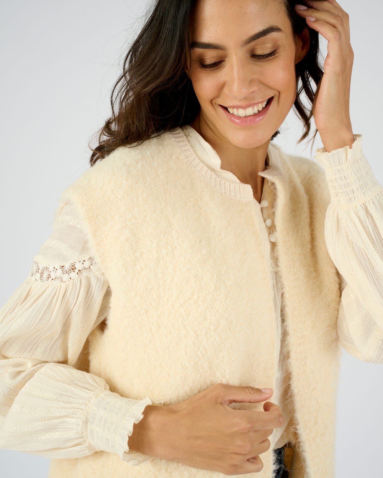 Gilet sans manches maille bouclette