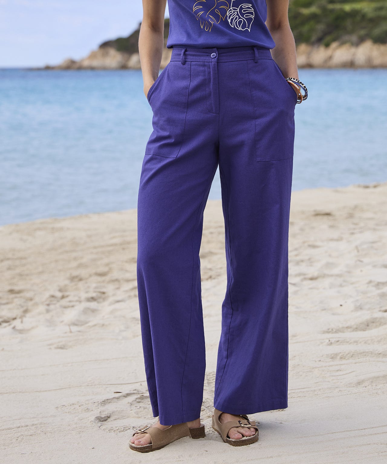 Pantalon mélange lin et coton