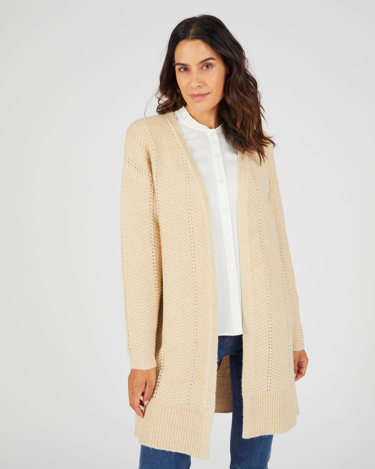 Gilet long maille fantaisie