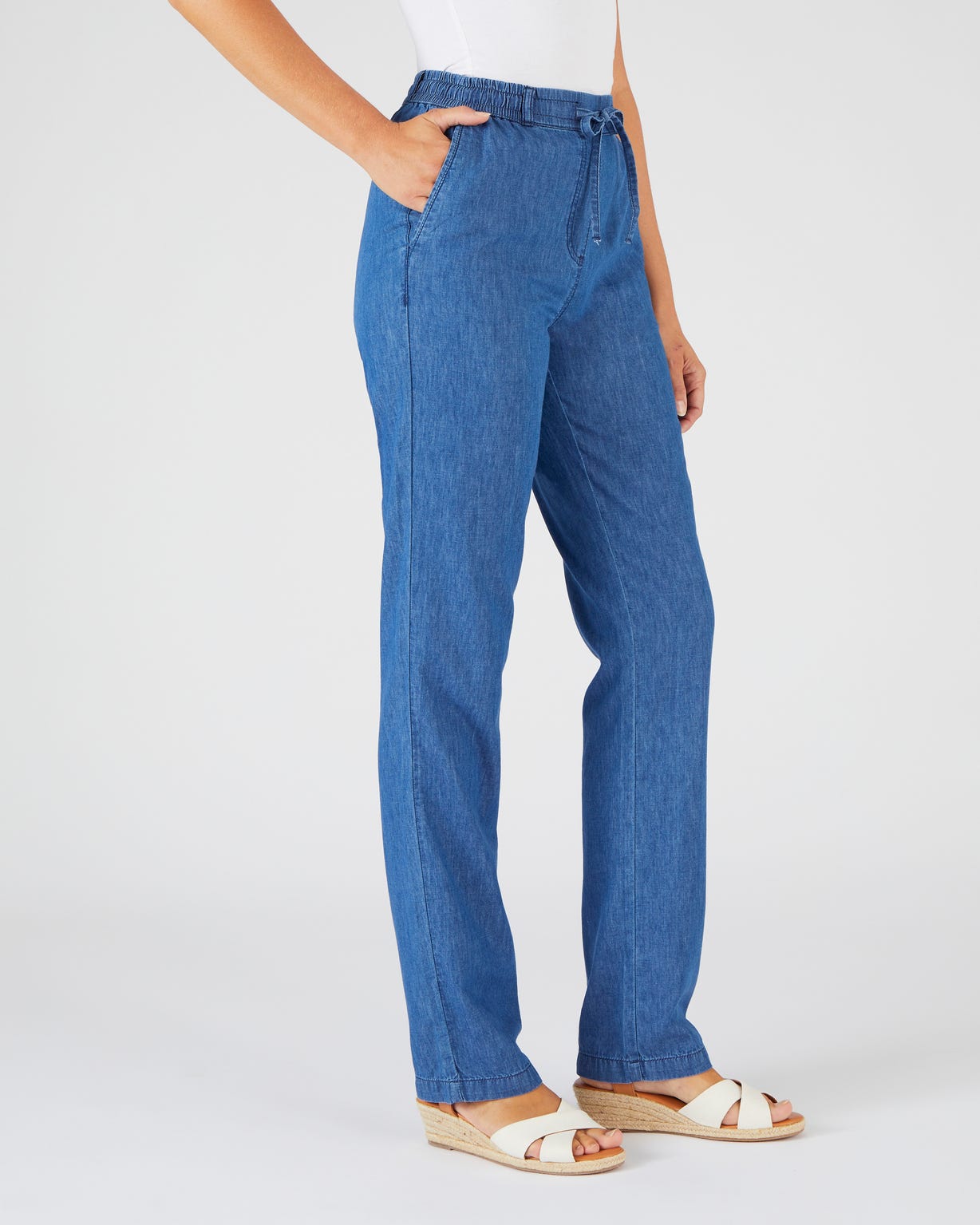 Pantalon tissu chambray