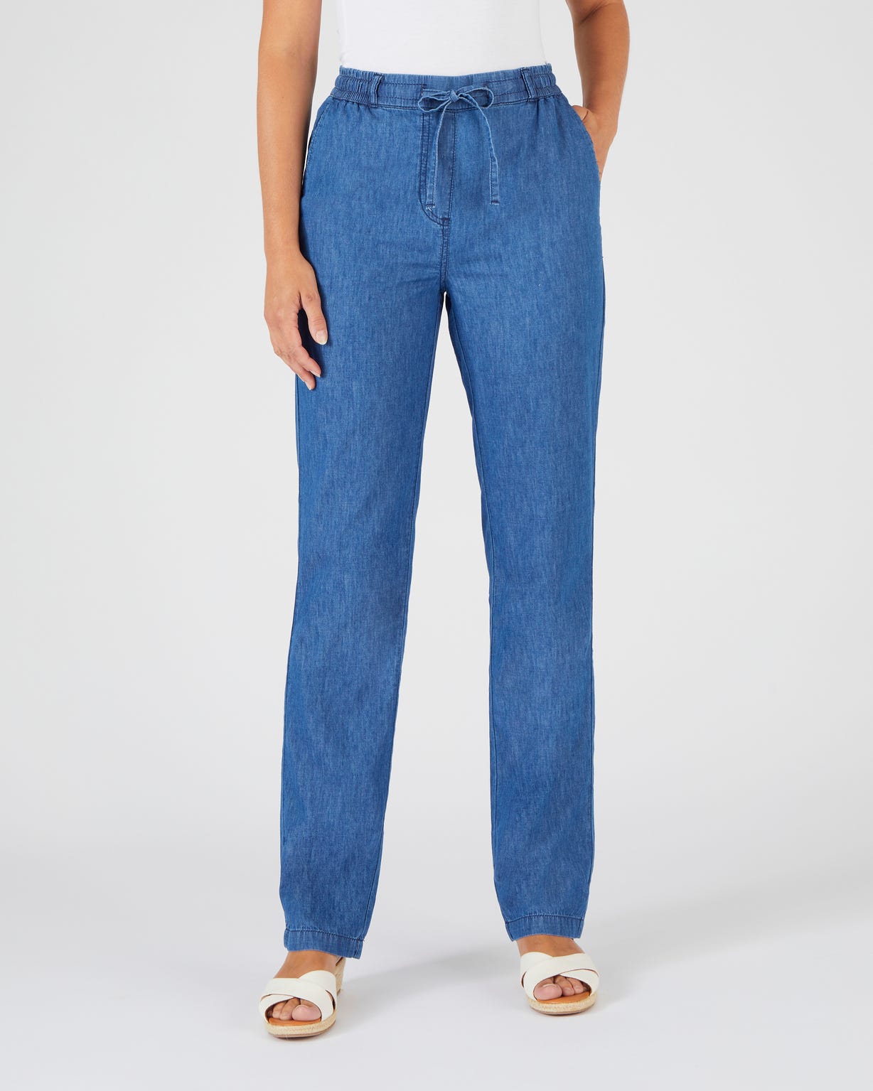 Pantalon tissu chambray