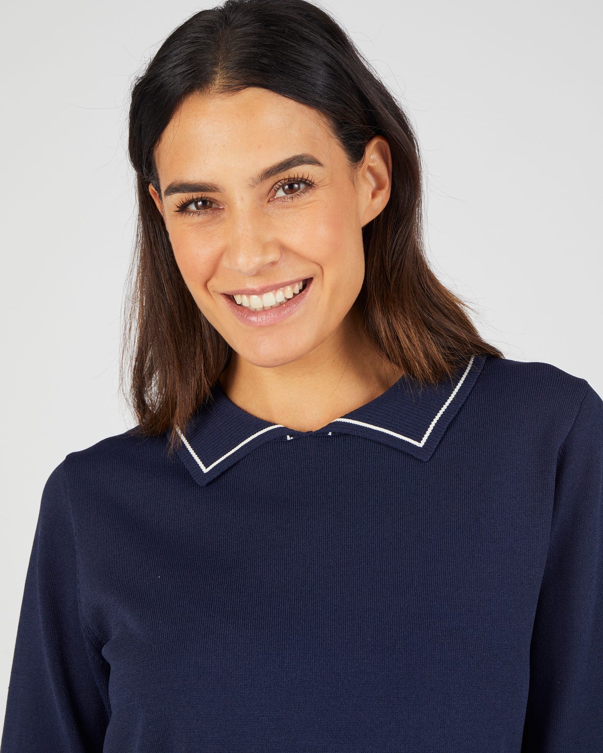 Pull maille serrée col polo