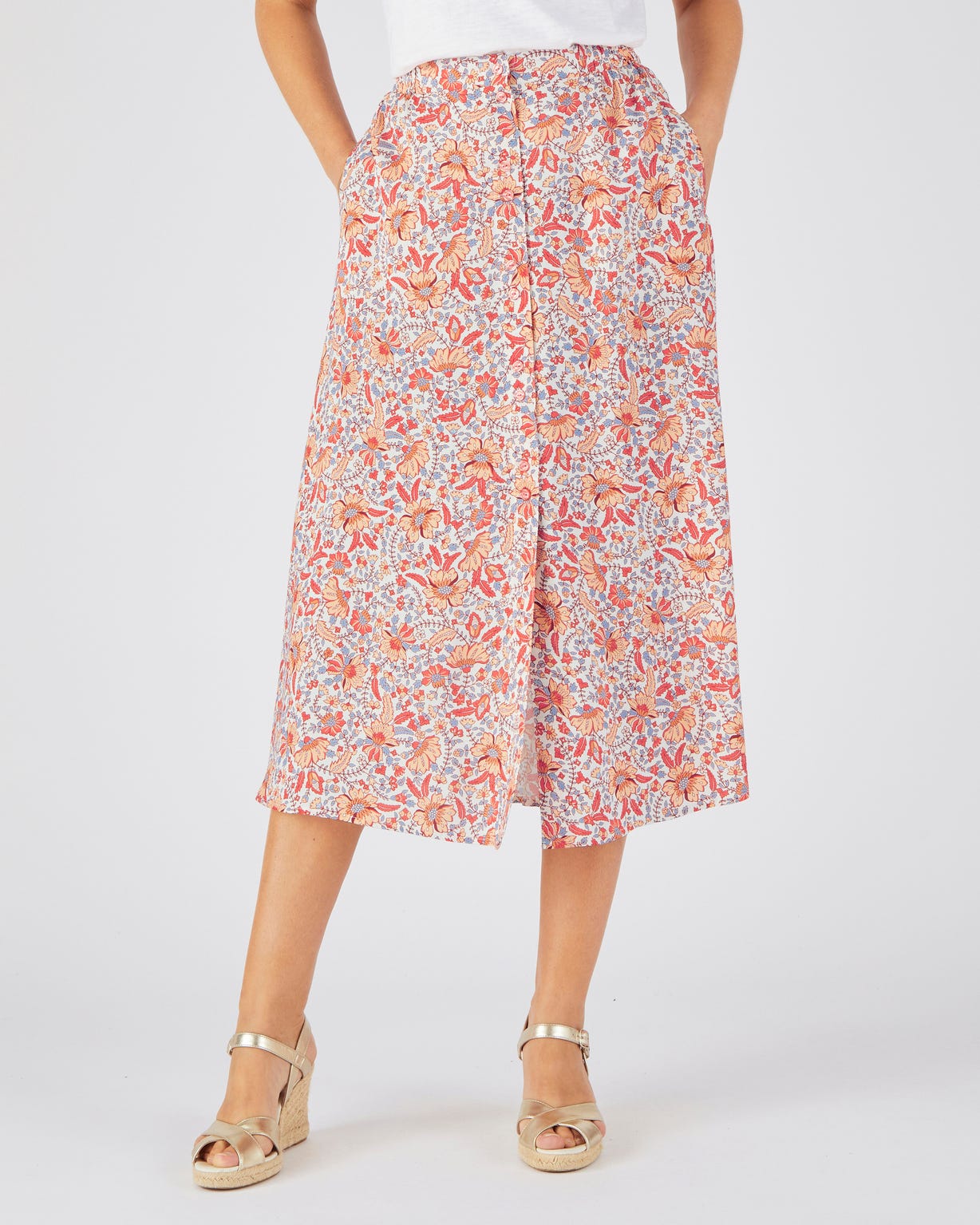 Jupe boutonnée pure viscose