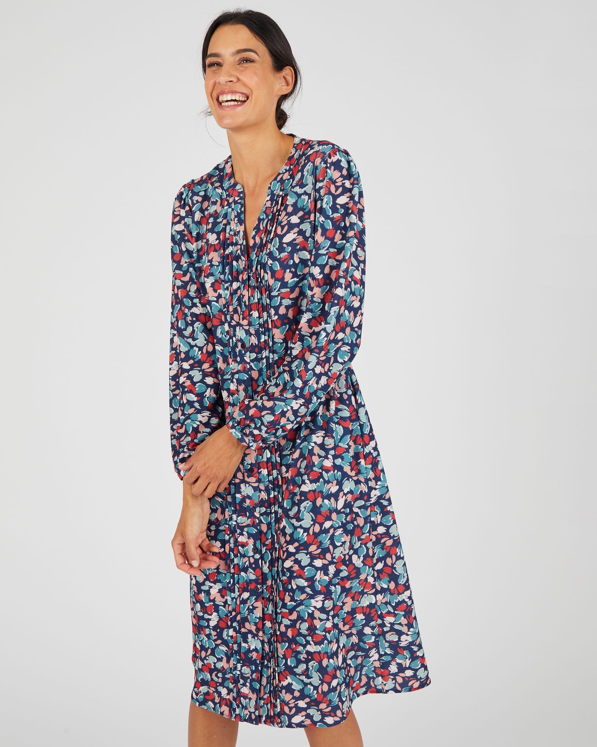 Robe boutonnée crêpe reliéfé