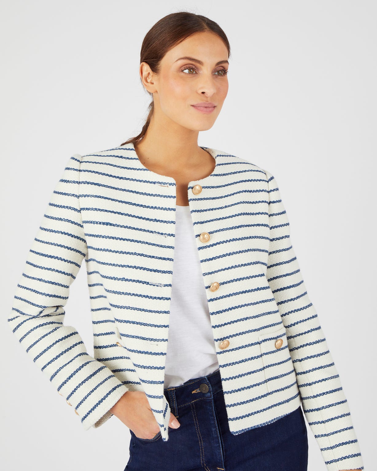 Veste effet tweed rayée