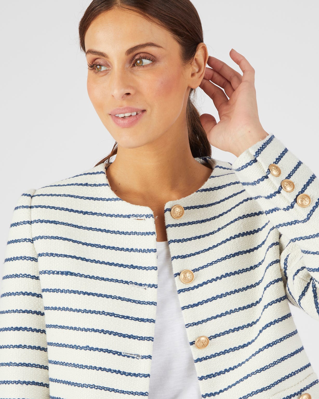 Veste effet tweed rayée