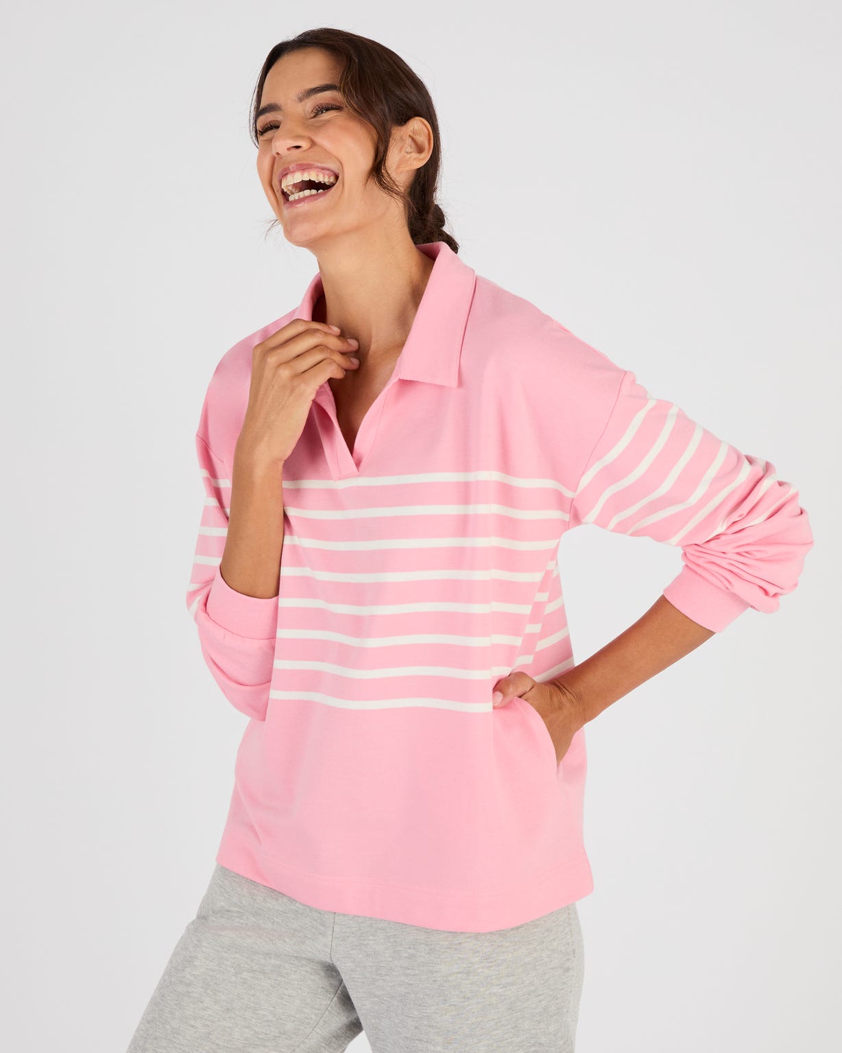 Sweat-shirt molleton rayé