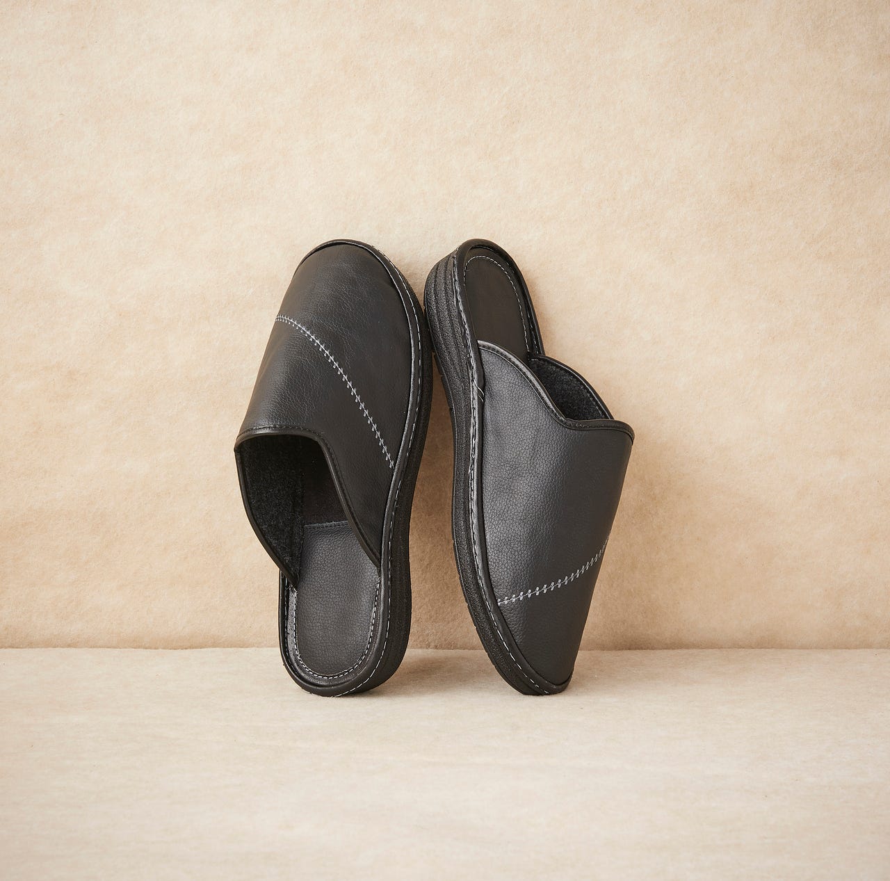 Mules en cuir grainé
