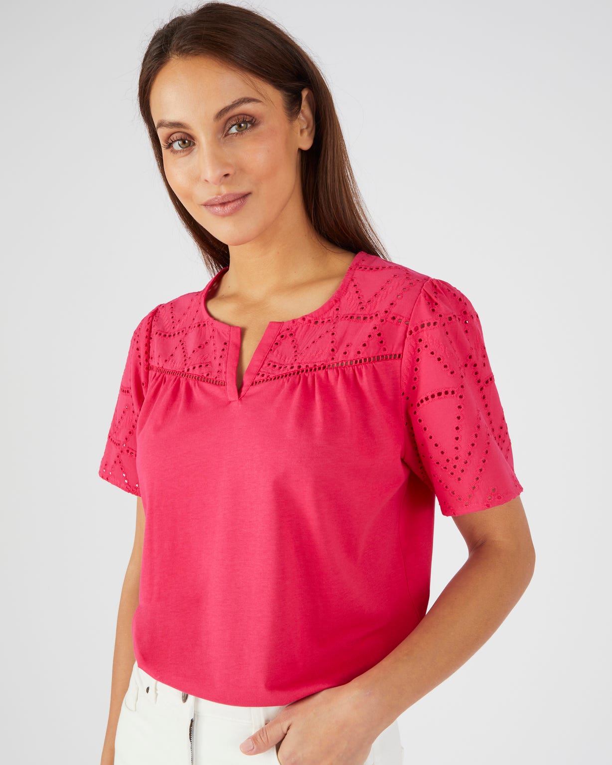 T-shirt broderie anglaise pur coton