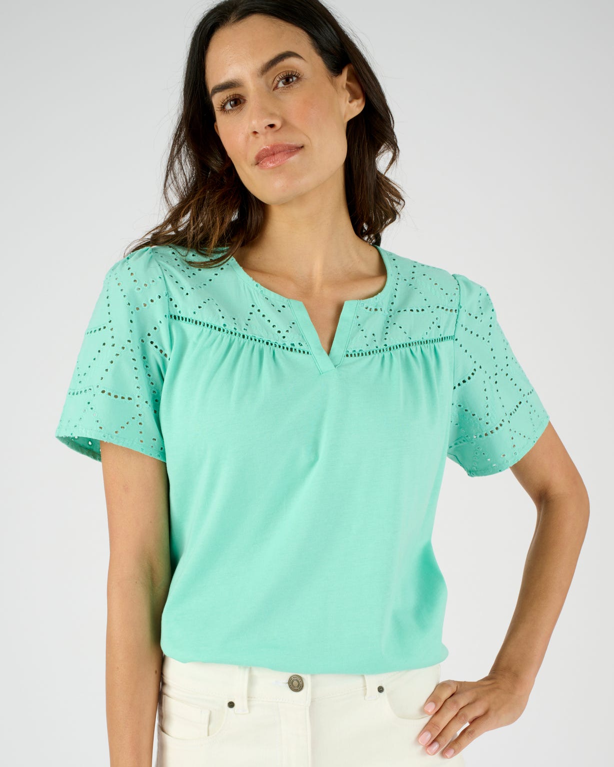 T-shirt broderie anglaise pur coton