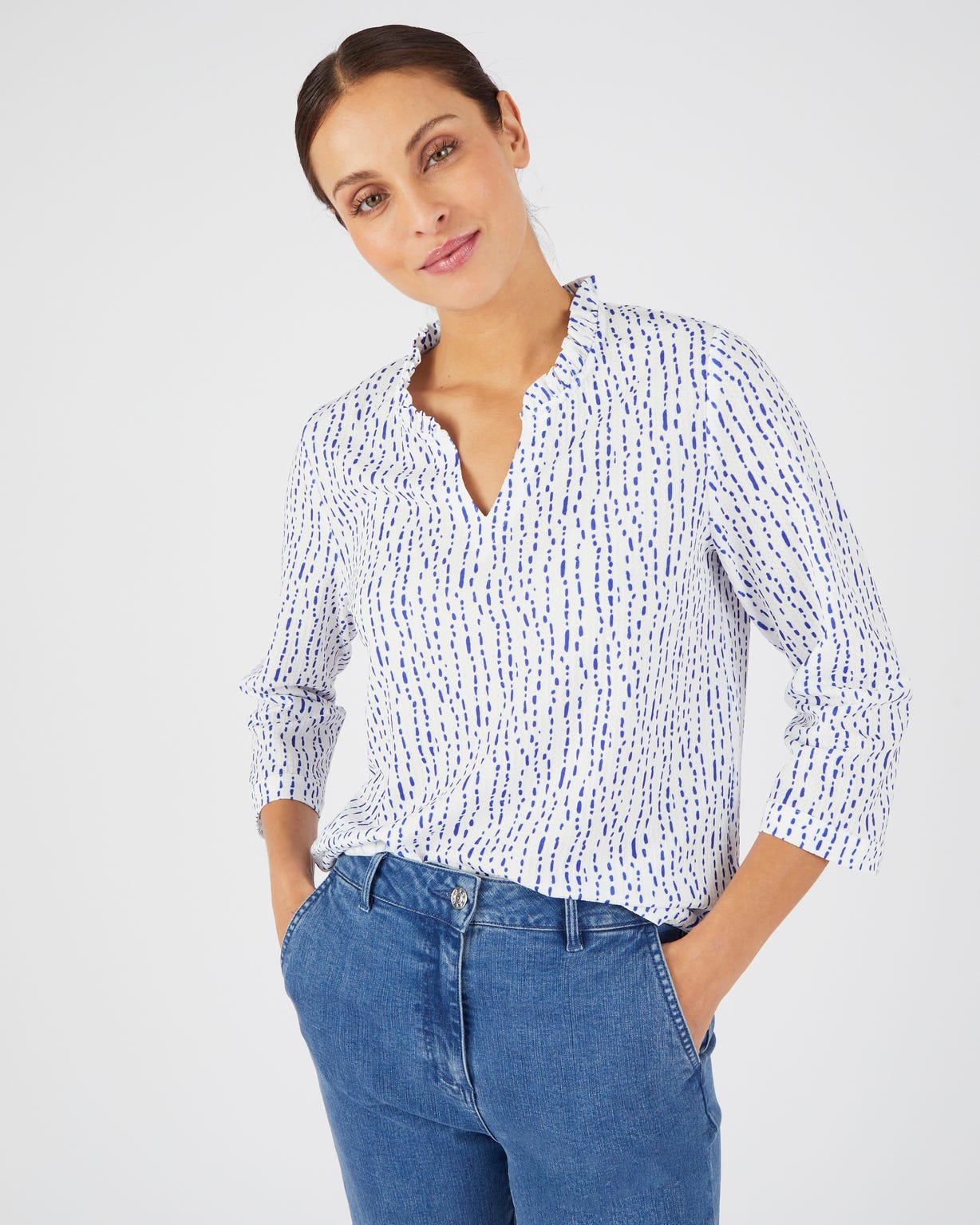 Top maille reliéfée imprimée