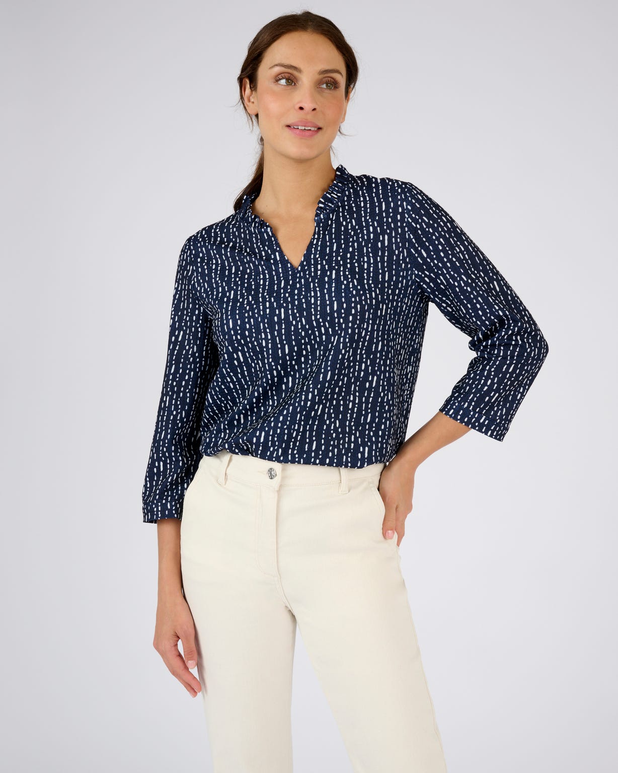 Top maille reliéfée imprimée