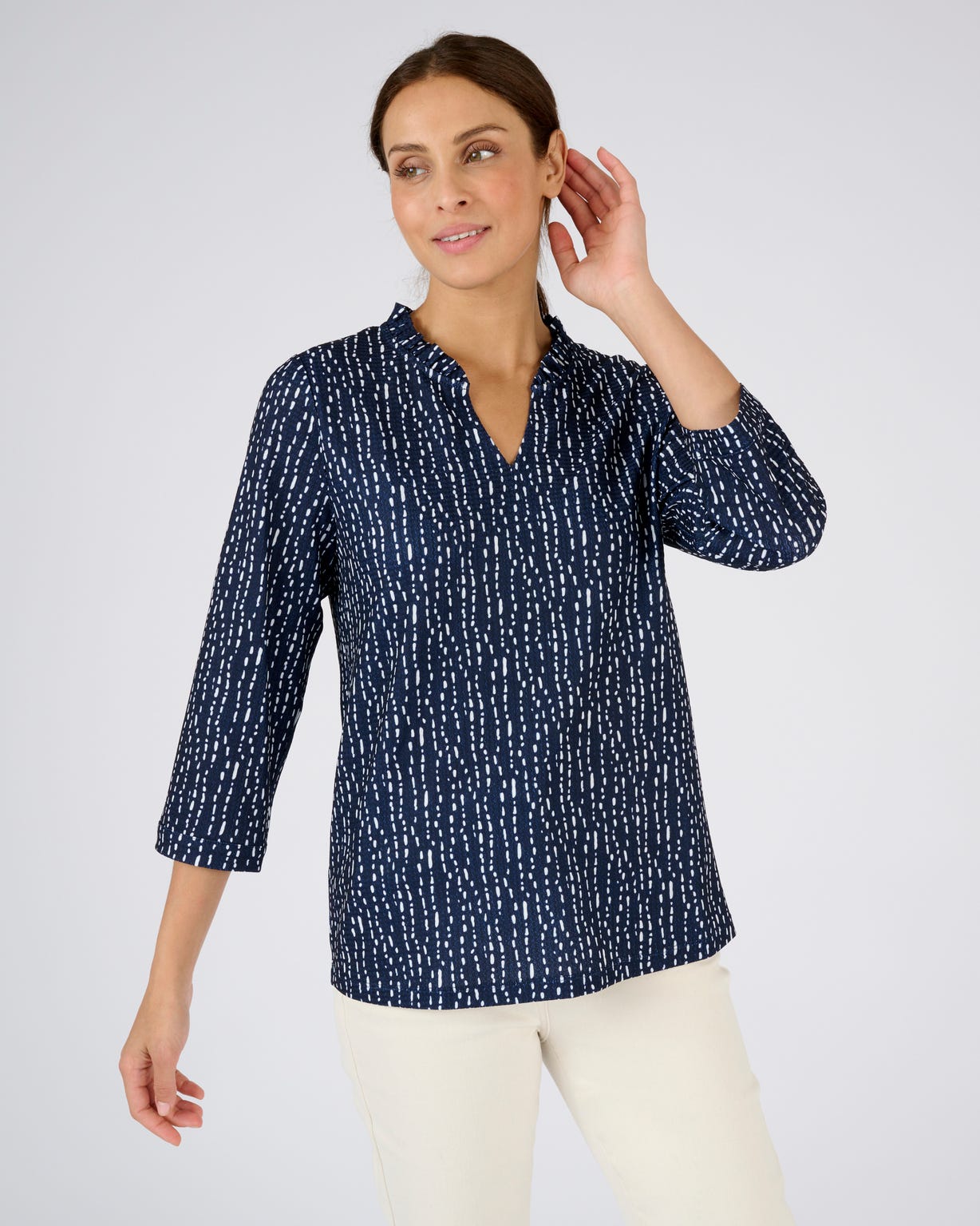 Top maille reliéfée imprimée