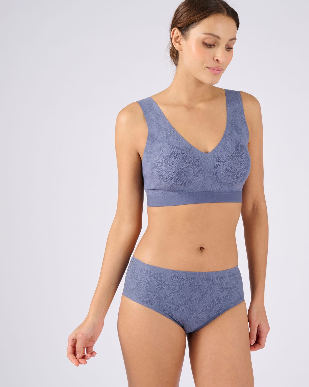 Soutien-gorge brassière effet fine dentelle, sans armatures