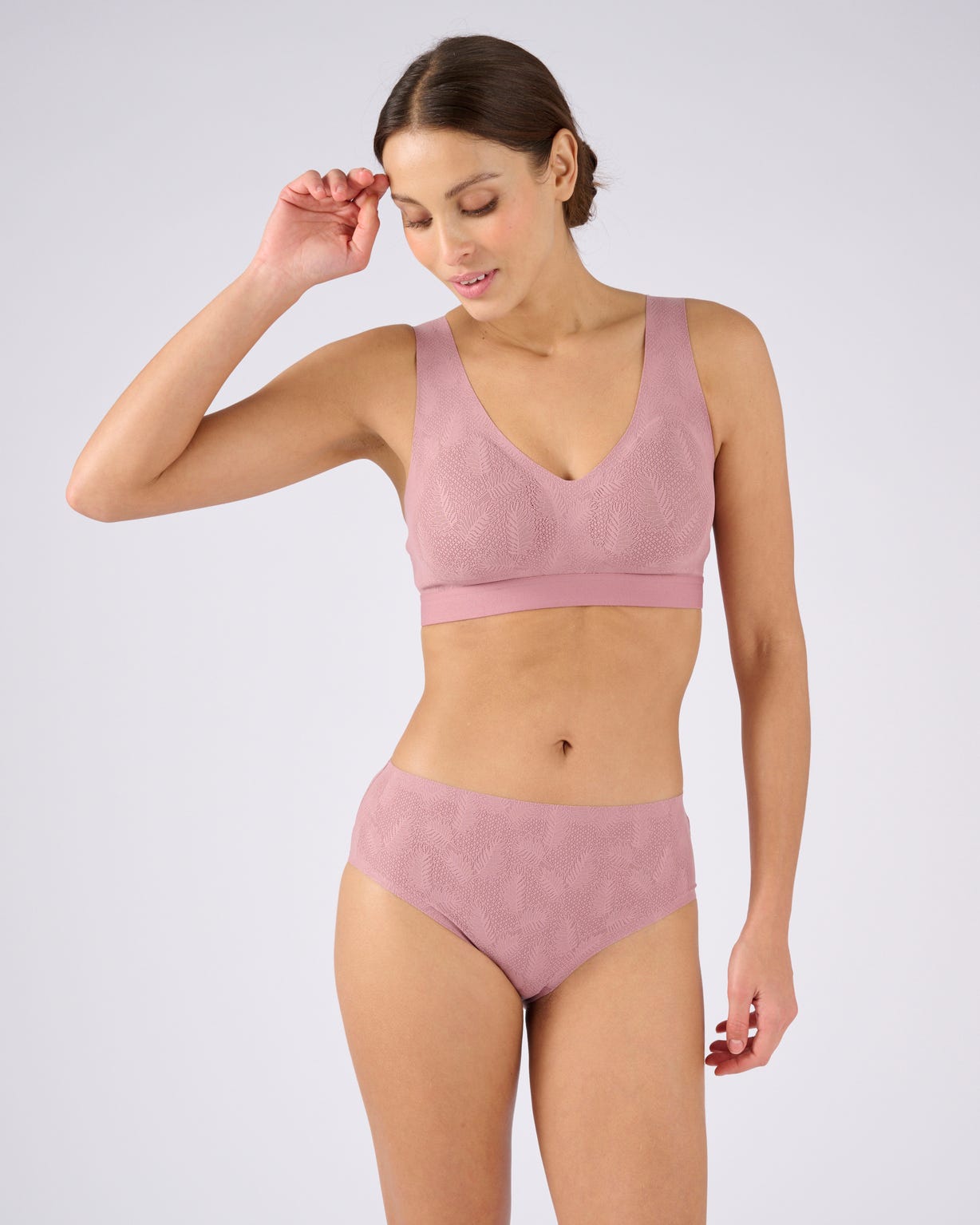 Soutien-gorge brassière effet fine dentelle, sans armatures