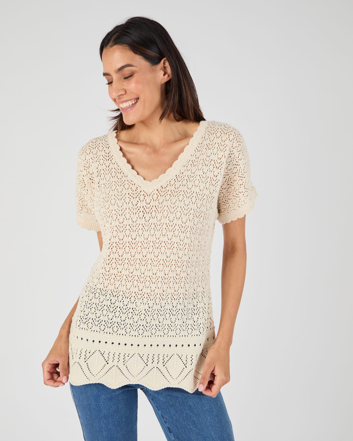 Pull en maille pointelle