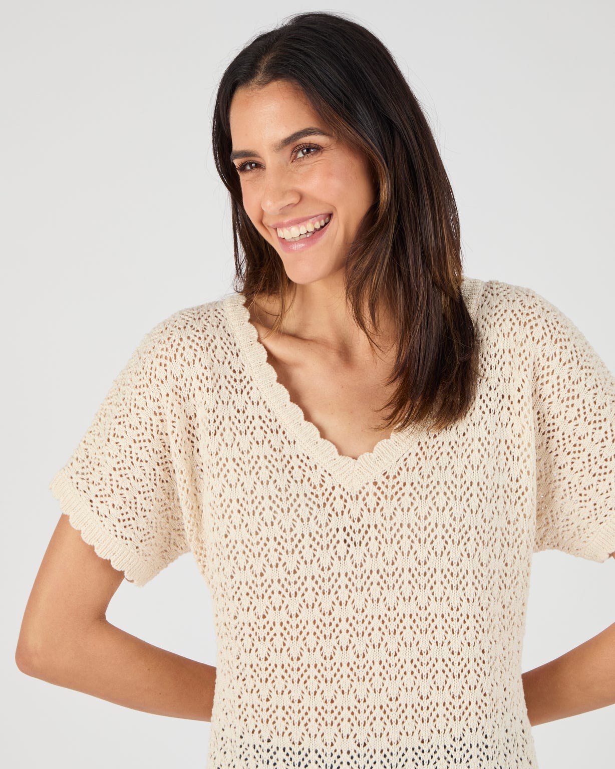 Pull en maille pointelle