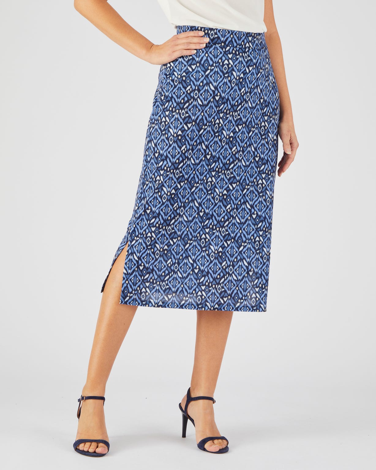 Jupe maille crêpe à fentes