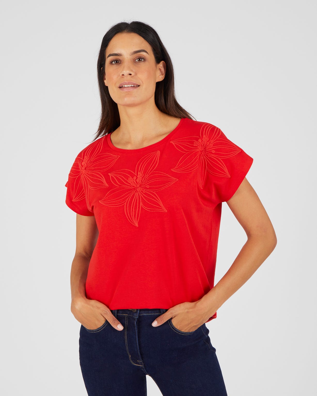 T-shirt broderie ton sur ton