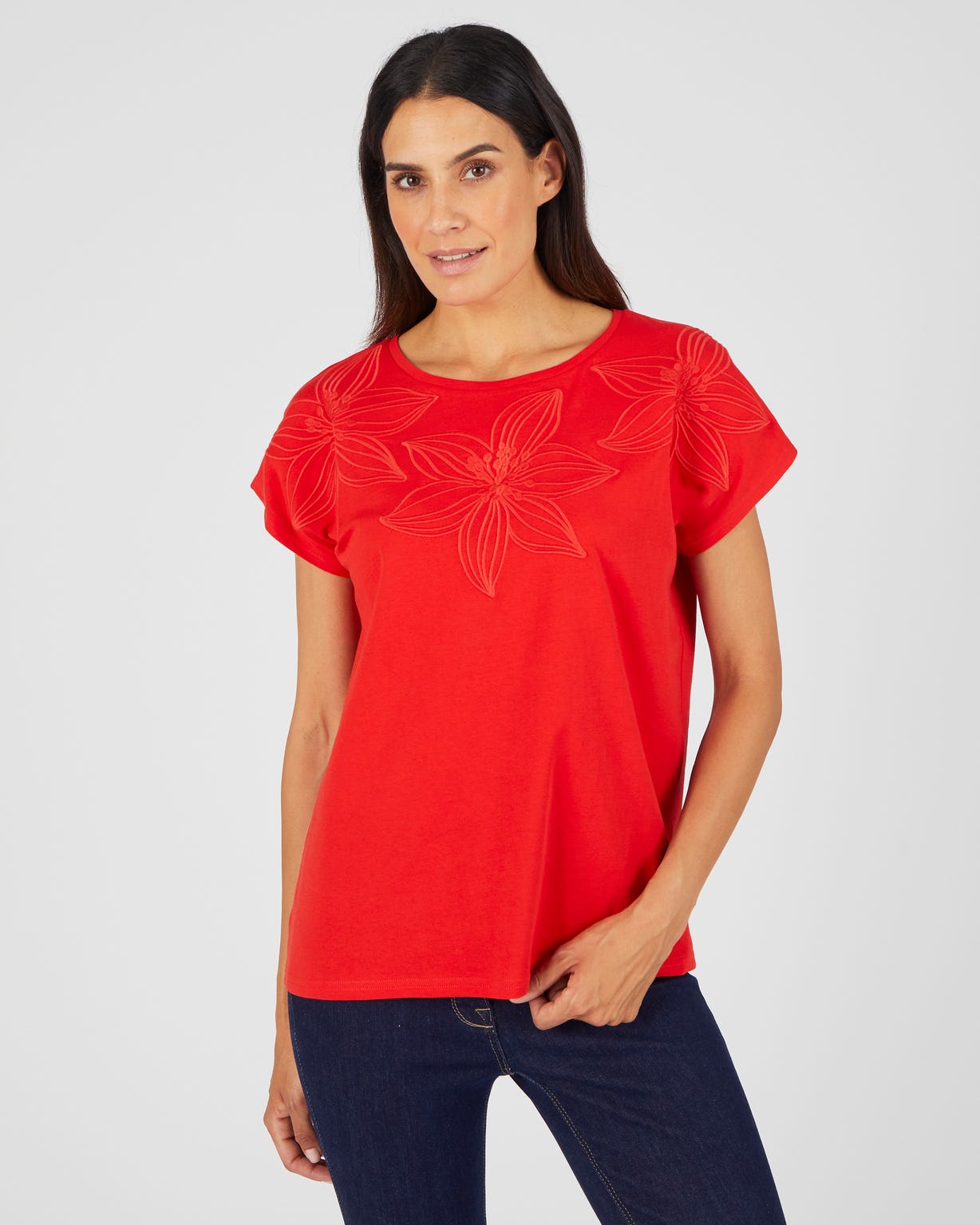 T-shirt broderie ton sur ton