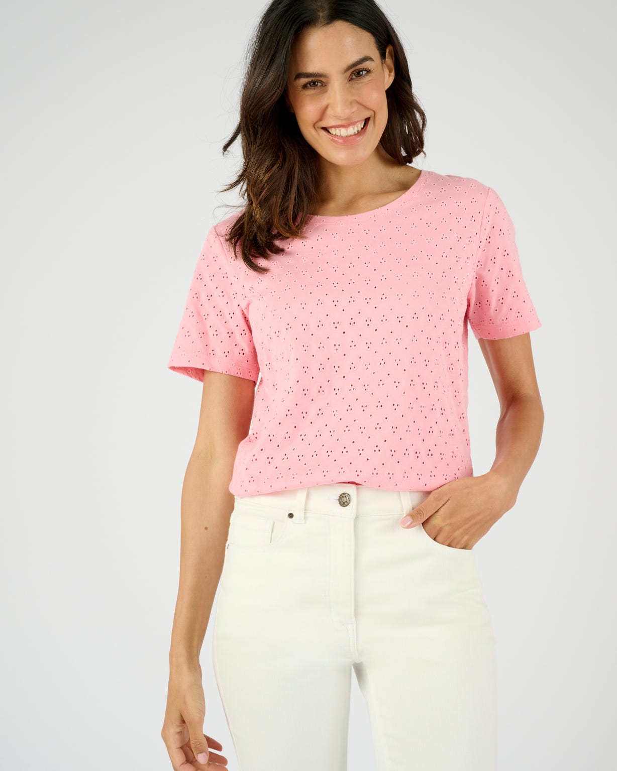 T-shirt maille brodée pur coton