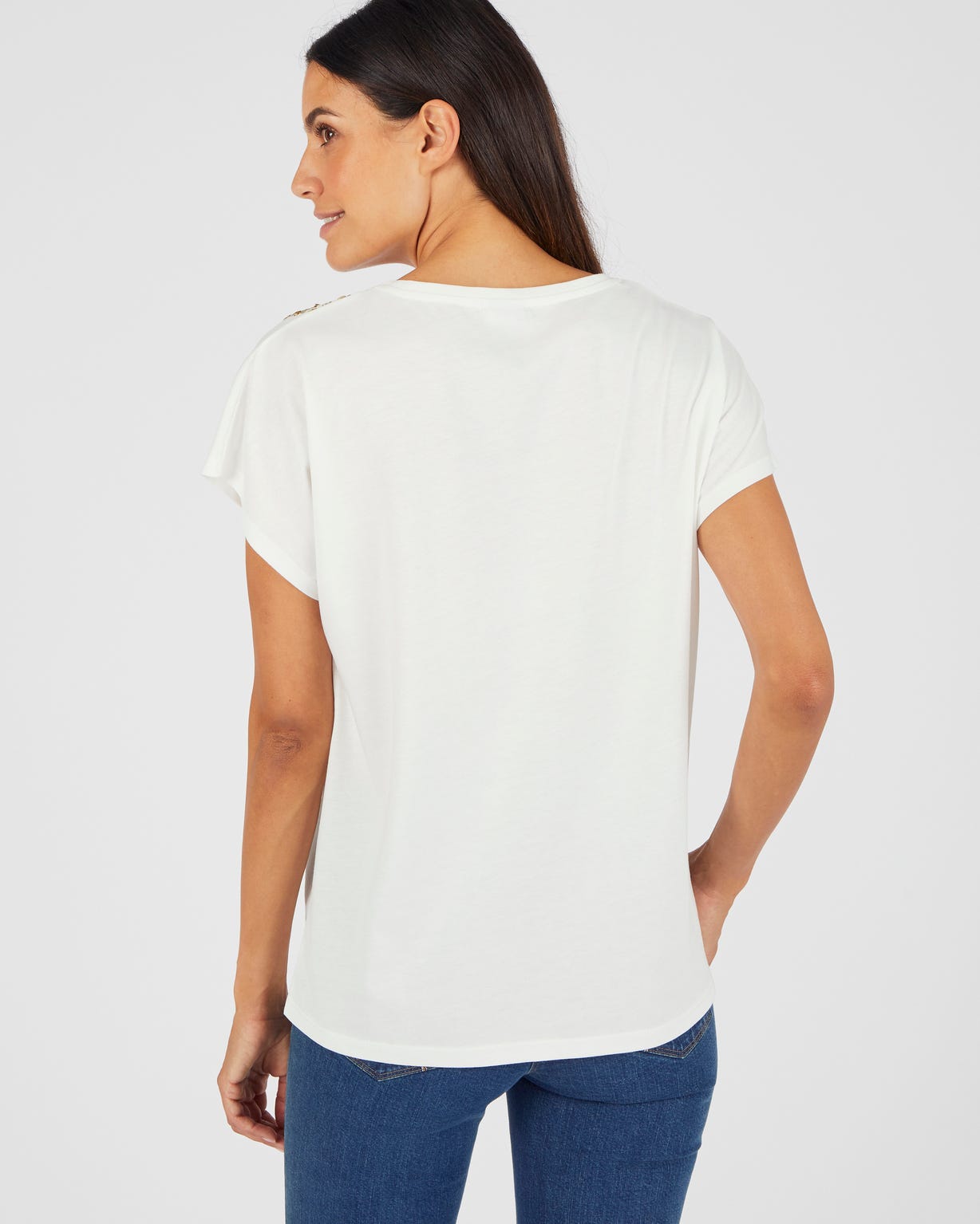 T-shirt à sequins motif végétal