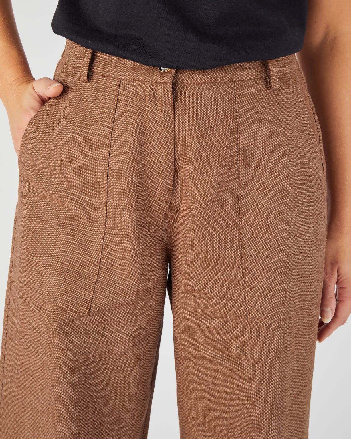 Pantalon large mélange lin et coton