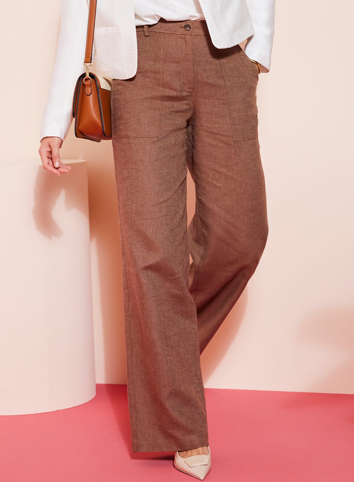 Pantalon large mélange lin et coton