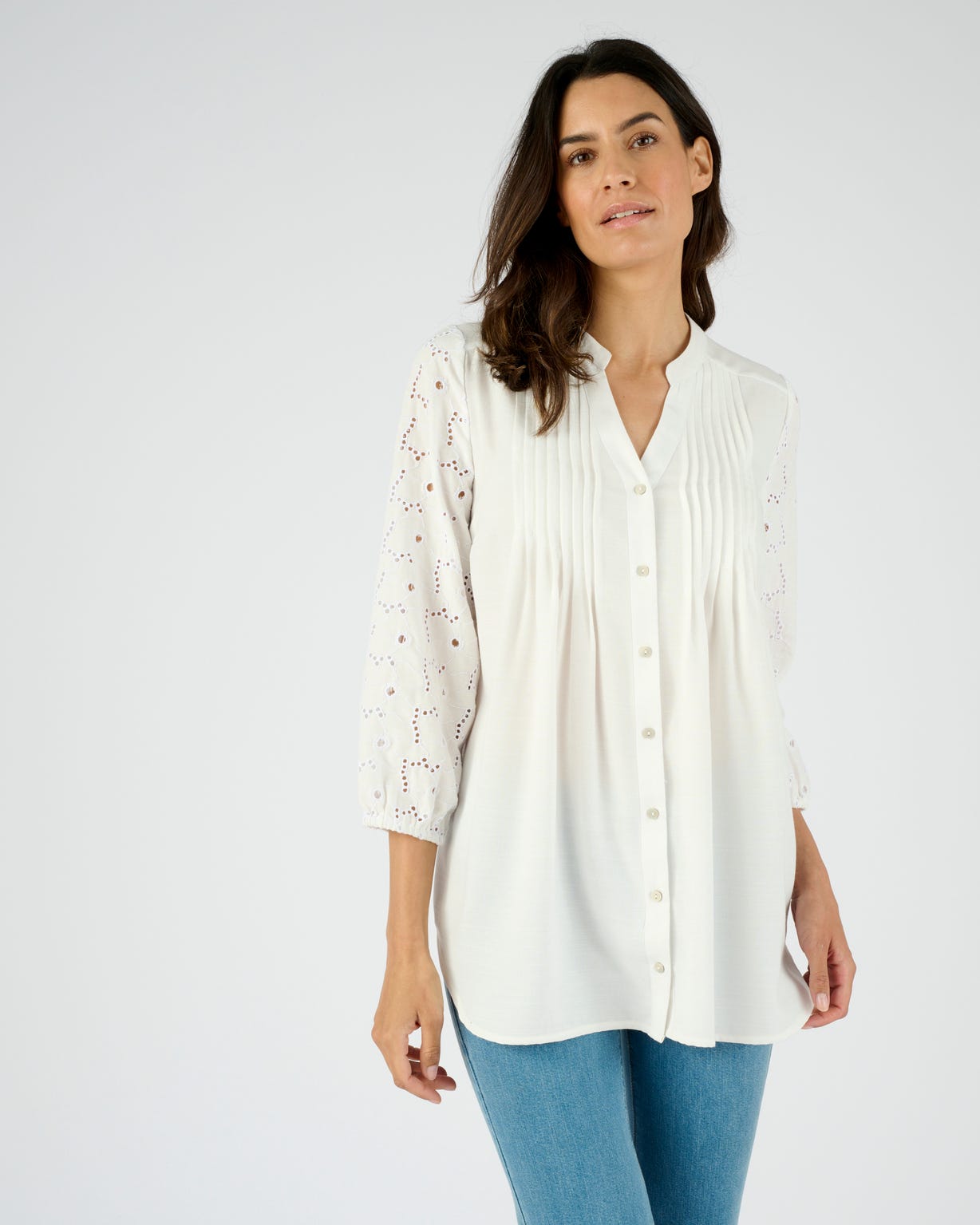 Tunique manches en broderie anglaise