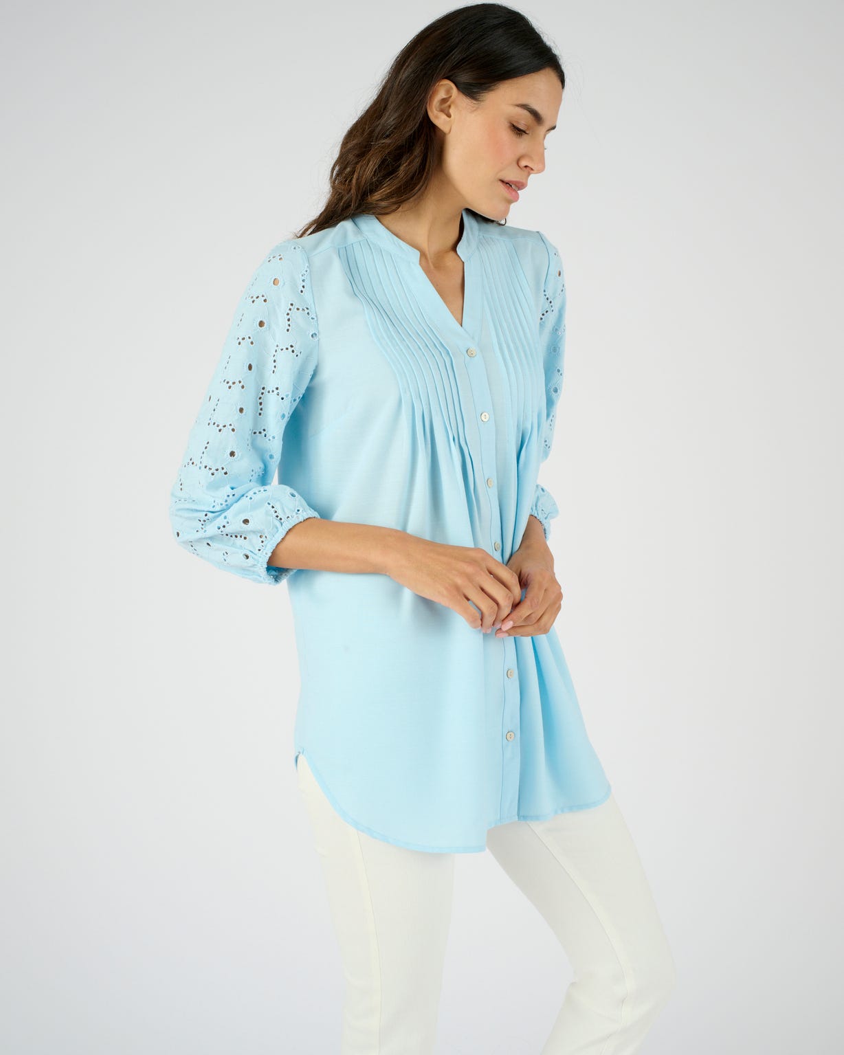 Tunique manches en broderie anglaise